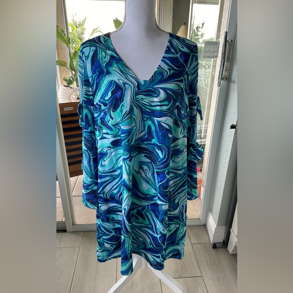 Lilly Pulitzer Alila Cocktail Dress Silk Stretch – Ikat Blue Ocean Waves 🌊